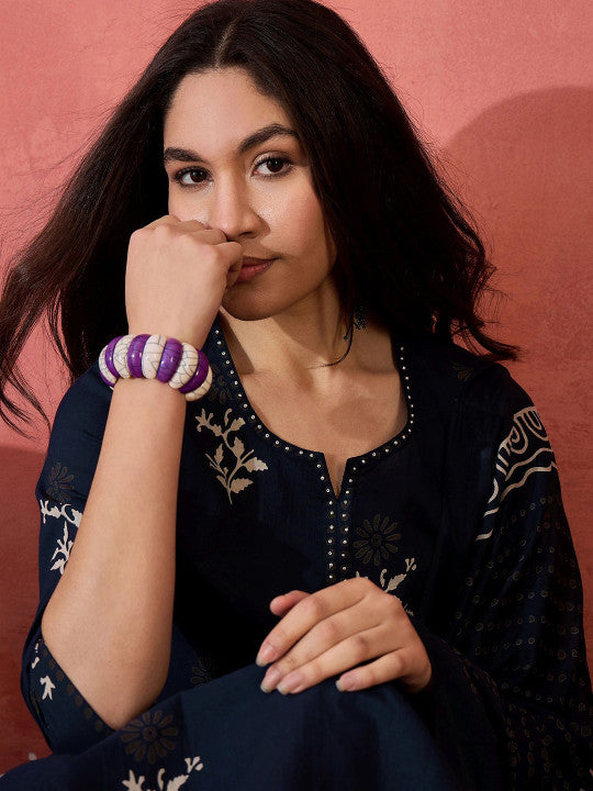 Sangria Floral Printed Kurta & Trousers With Dupatta