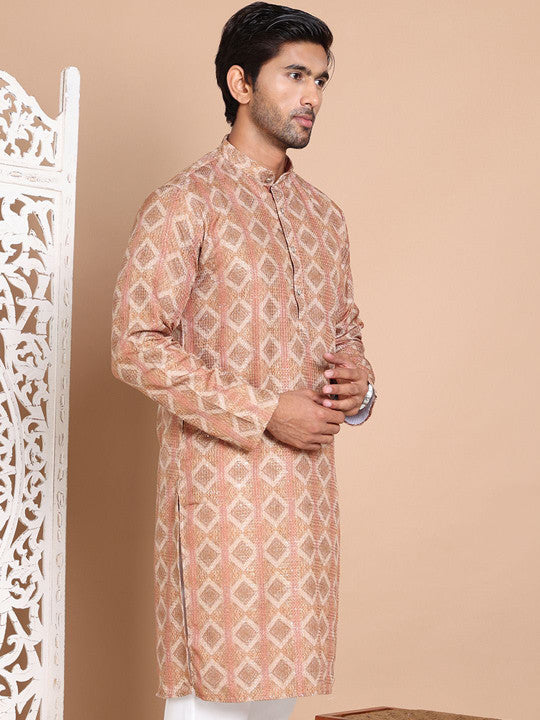 Men Geometric Printed Sequinned Kurta