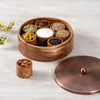 Nestroots Classic Acacia Wood Masala Box Copper Lid with 7 Stainless Steel Jars