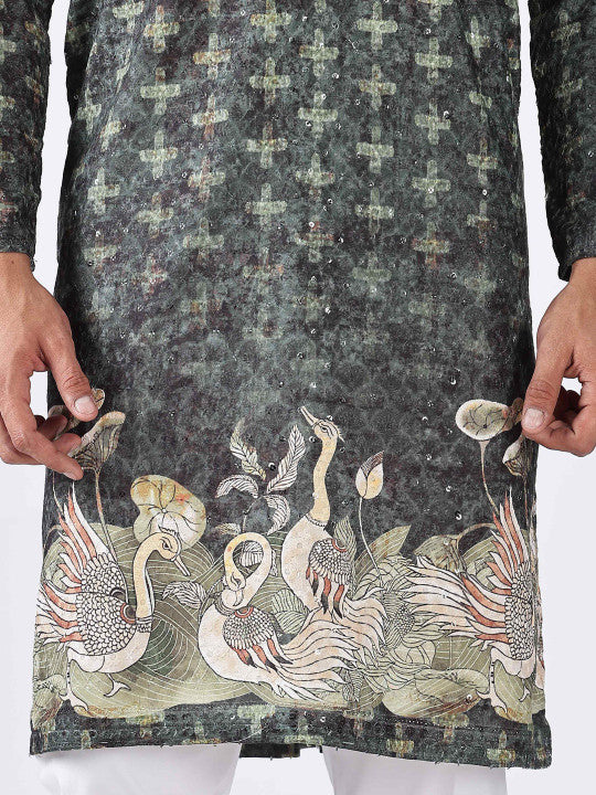 Men Ethnic Printed Mandarin Collar Kurta