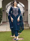 Tikhi Imli Floral Embroidered V-Neck Straight Kurta with Trousers & Dupatta