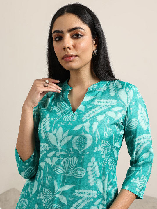 Women Mandarin Collar Printed Tunic