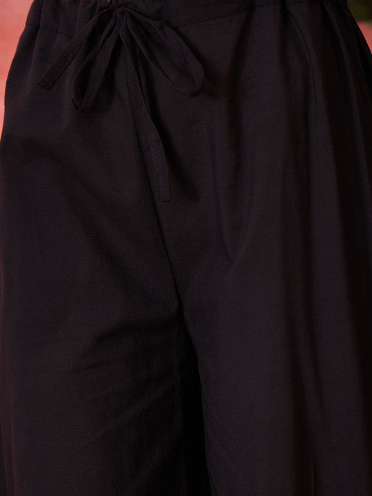 Floral Printed Pure Cotton Straight Kurta & Palazzos With Dupatta