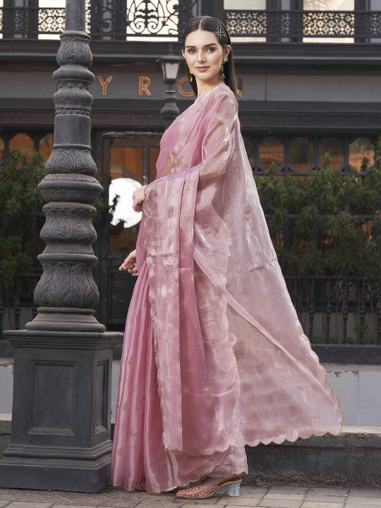 Embellished Mukaish Poly Chiffon Saree