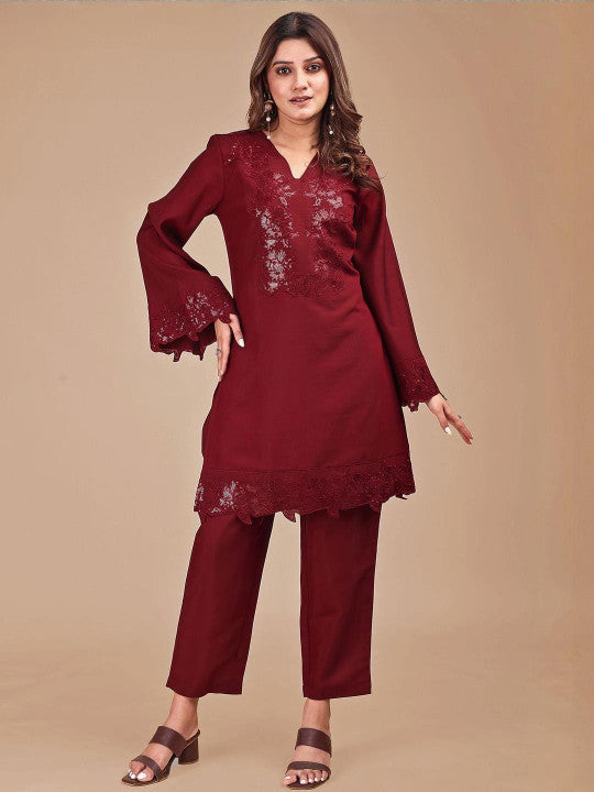 Tikhi Imli Embroidered Tunic With Trousers Co-Ords