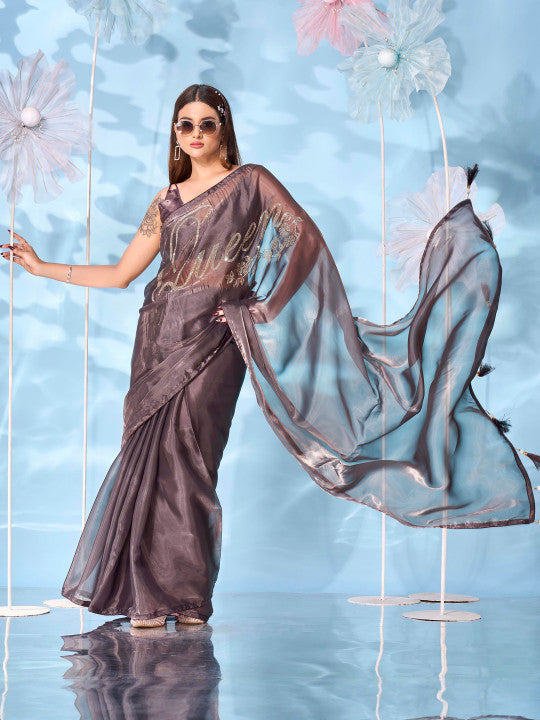 Tikhi Imli Embellished Embroidered Satin Designer Saree