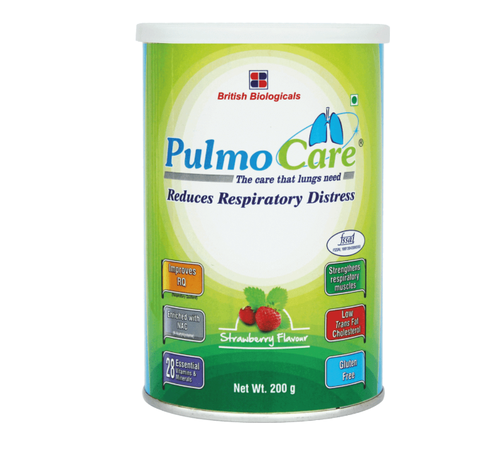 British Biologicals Pulmocare Powder Flavour Strawberry - 200 gms ...