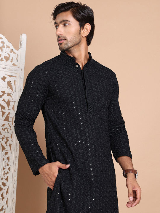 Anouk Men Geometric Embroidered Sequinned Kurta