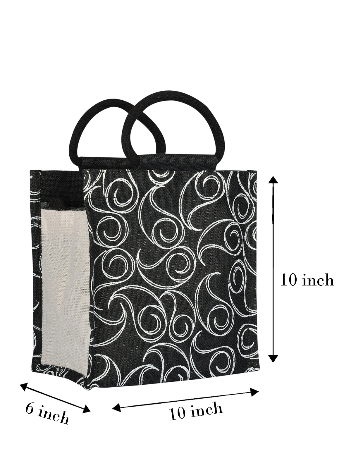 10 X 10 X 6 - ALL OVER ZIPPER LUNCH  (B-022-BLACK)