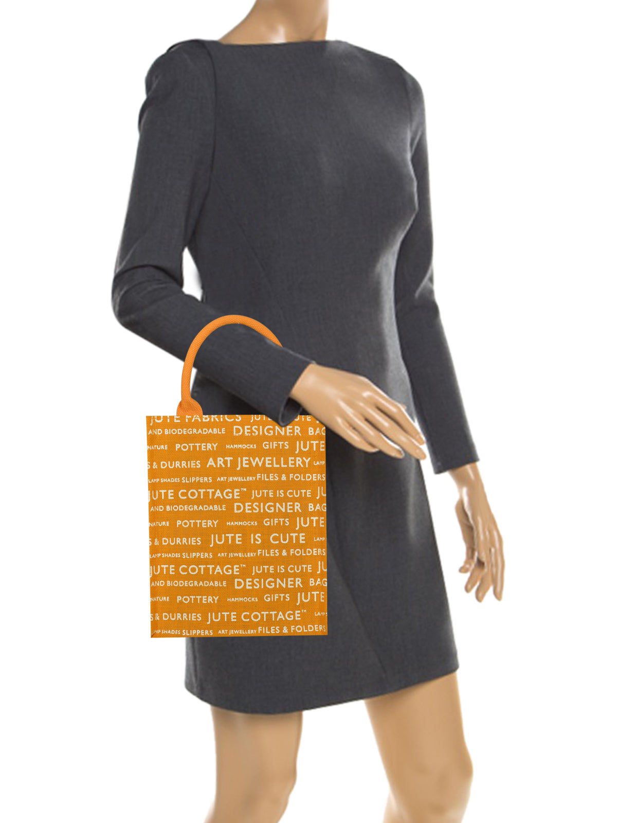 13 X 11 X 7 - JUTE COTTAGE PRINTED ZIPPER LUNCH BAG (B-038-YELLOW)