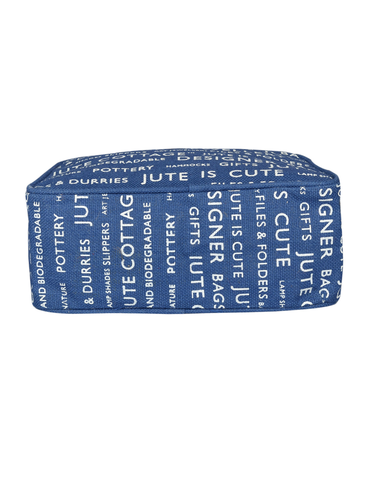 TAPE HANDLE LUNCH ZIPPER (JUTE COTTAGE PRINTED) - (B-035-BLUE)