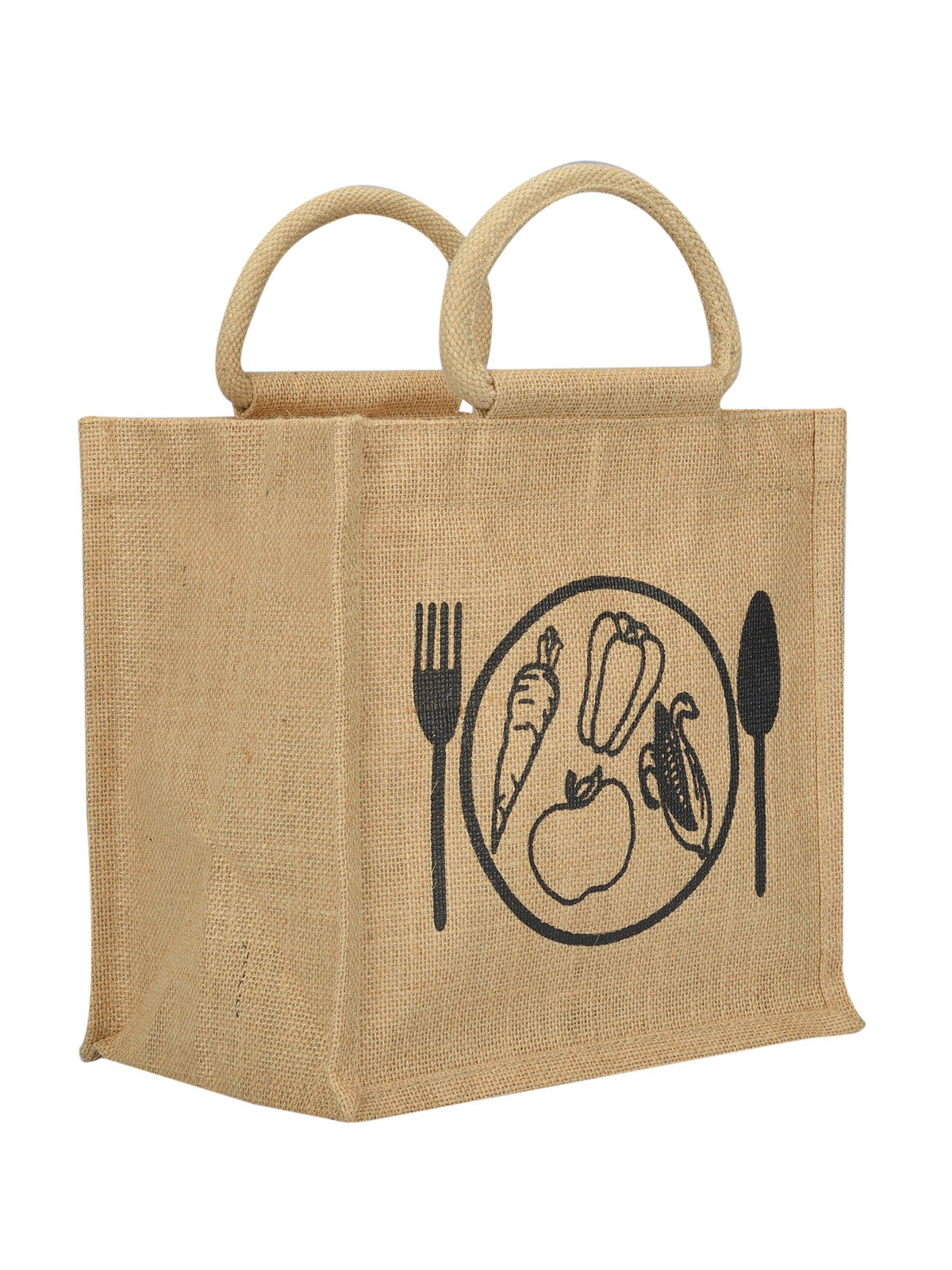 10 X 10 X 7 - SPOON & FORK PRINT LUNCH BAG ZIPPER (B-184-NAVY BLUE)