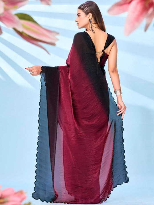 Tikhi Imli Ombre Satin Designer Saree