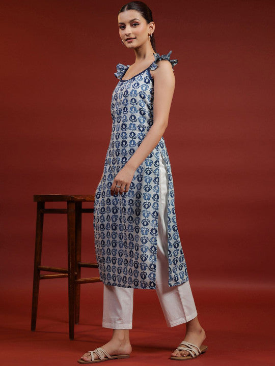 anayna Women Printed Thread Work Floral Kurta