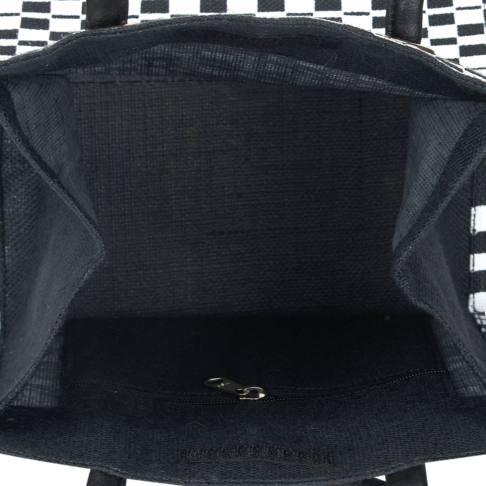 JUTE COTTAGE CHECK PRINT BIG EYELET LUNCH BAG WITH BOTTOM BOARD, SUSTAINABLE, ECO-FRIENDLY, 100% GENUINE JUTE, STYLISH (BLACK/WHITE 13X10X8)