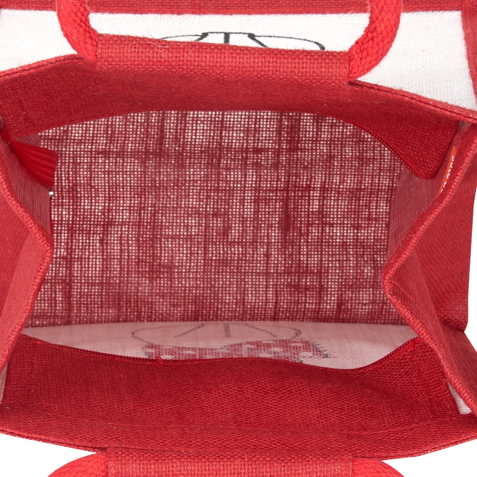 JUTE COTTAGE CAT PRINT ZIPPER LUNCH BAG, SUSTAINABLE, ECO-FRIENDLY, 100% GENUINE JUTE, STYLISH (RED 11X10X7)