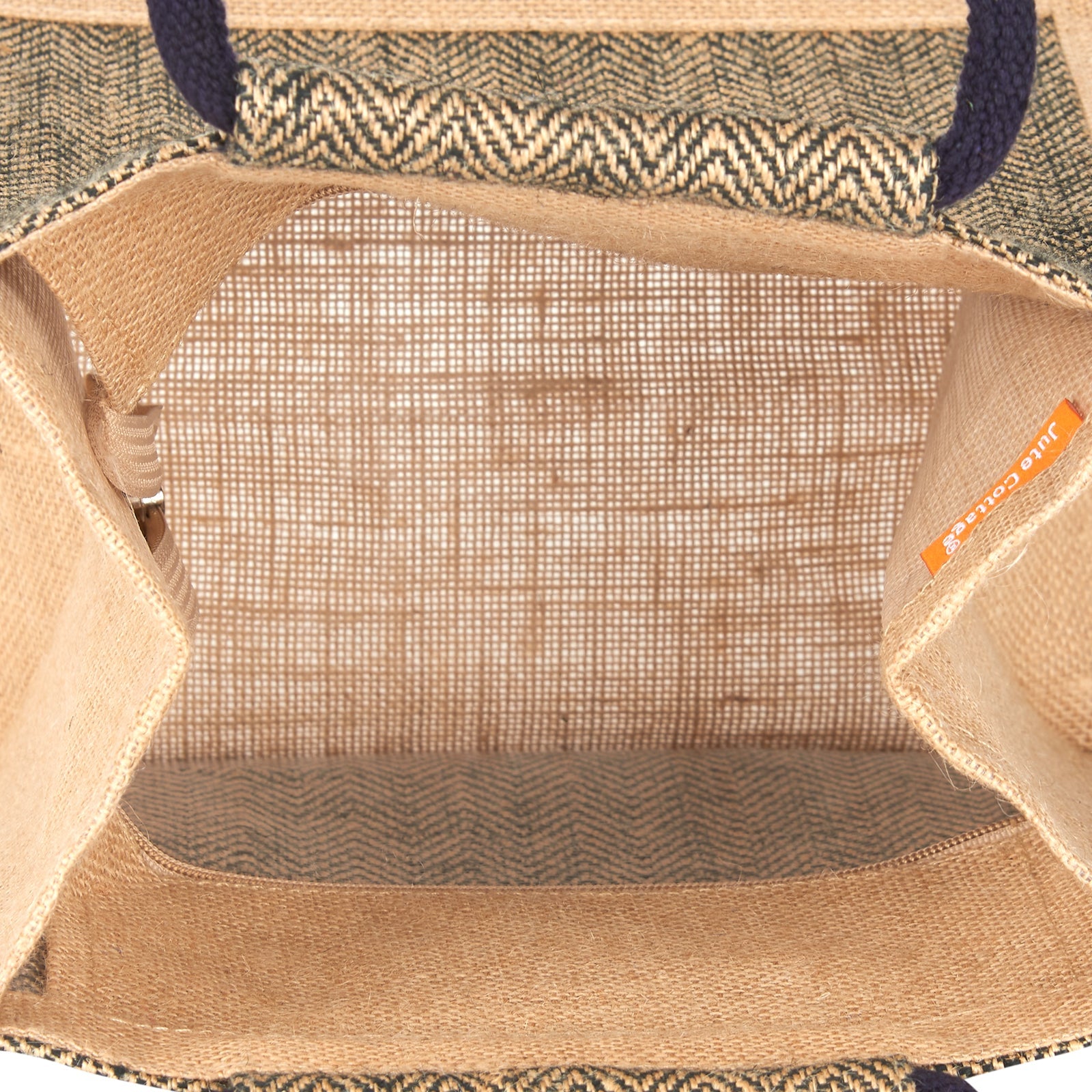 JUTE COTTAGE HERRINGBONE JUTE LUNCH ZIPPER, SUSTAINABLE, ECO-FRIENDLY, 100% GENUINE JUTE, STYLISH (BLACK 11X10X7)