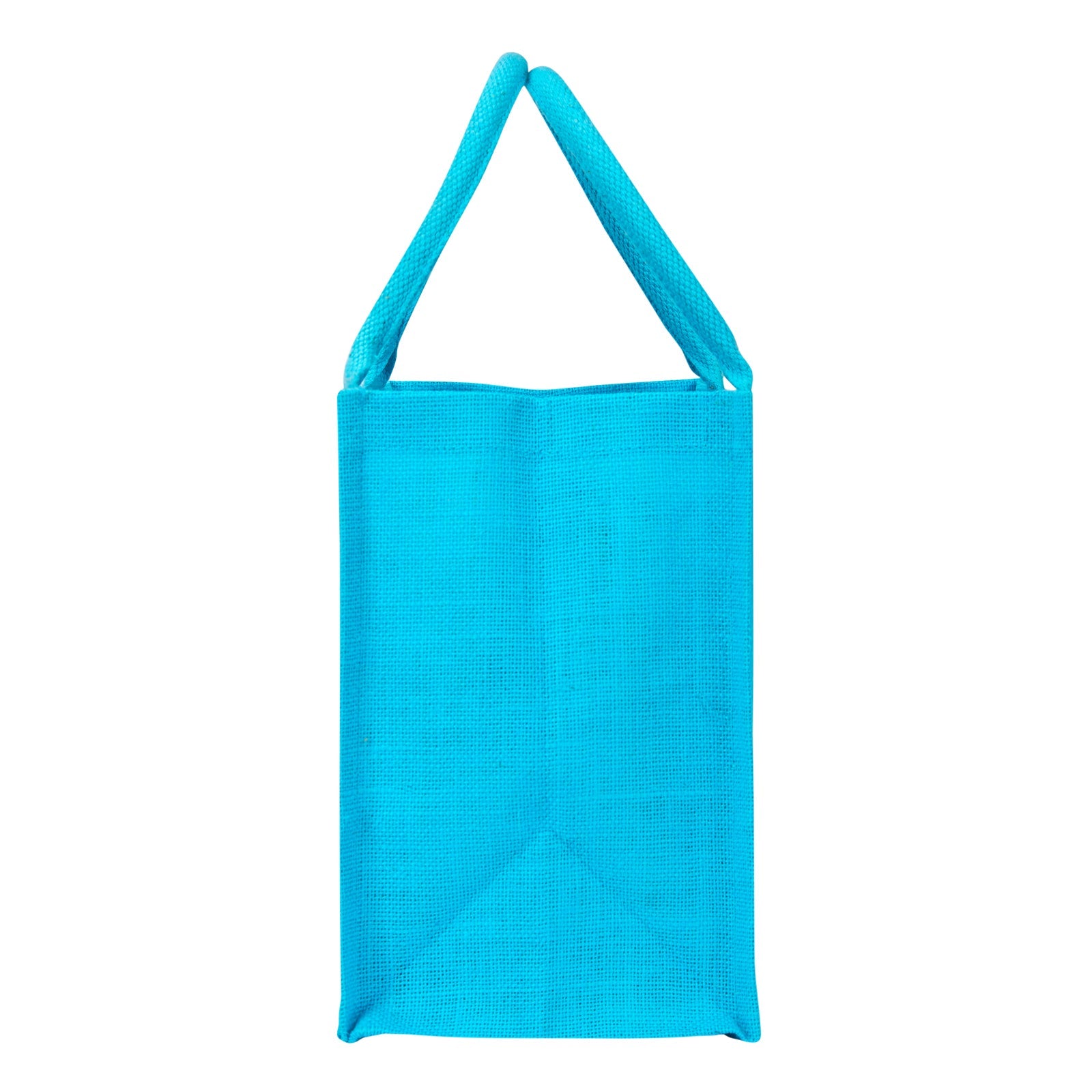 JUTE COTTAGE LACE ZIPPER LUNCH BAG, SUSTAINABLE, ECO-FRIENDLY, 100% GENUINE JUTE, STYLISH (TURQUOISE BLUE 11X10X7)