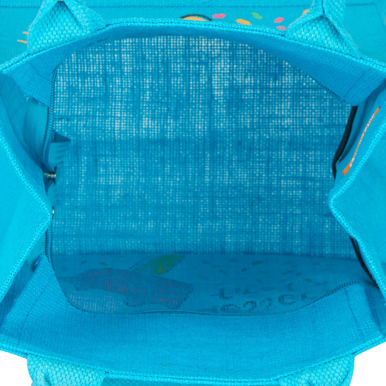 JUTE COTTAGE LIFE DESSERT PRINT ZIPPER LUNCH BAG, SUSTAINABLE, ECO-FRIENDLY, 100% GENUINE JUTE, STYLISH (TURQUOISE BLUE 11X10X7)