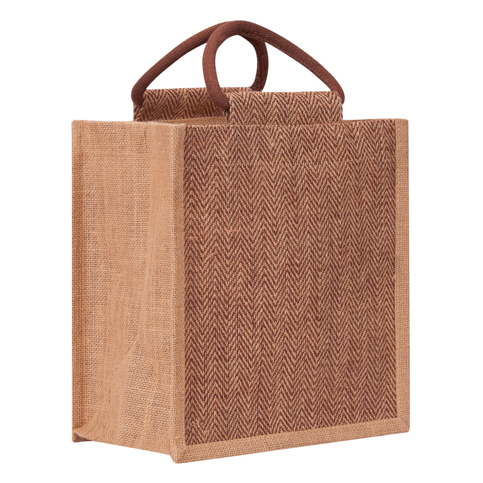 JUTE COTTAGE HERRINGBONE JUTE LUNCH ZIPPER, SUSTAINABLE, ECO-FRIENDLY, 100% GENUINE JUTE, STYLISH (BLACK 11X10X7)