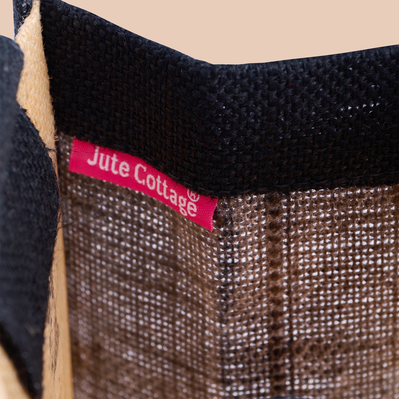 JUTE COTTAGE BOTTLE BAG WARLI PRINT, SUSTAINABLE, ECO-FRIENDLY, 100% GENUINE JUTE, STYLISH (NATURAL/BLACK 14X5X4.5)