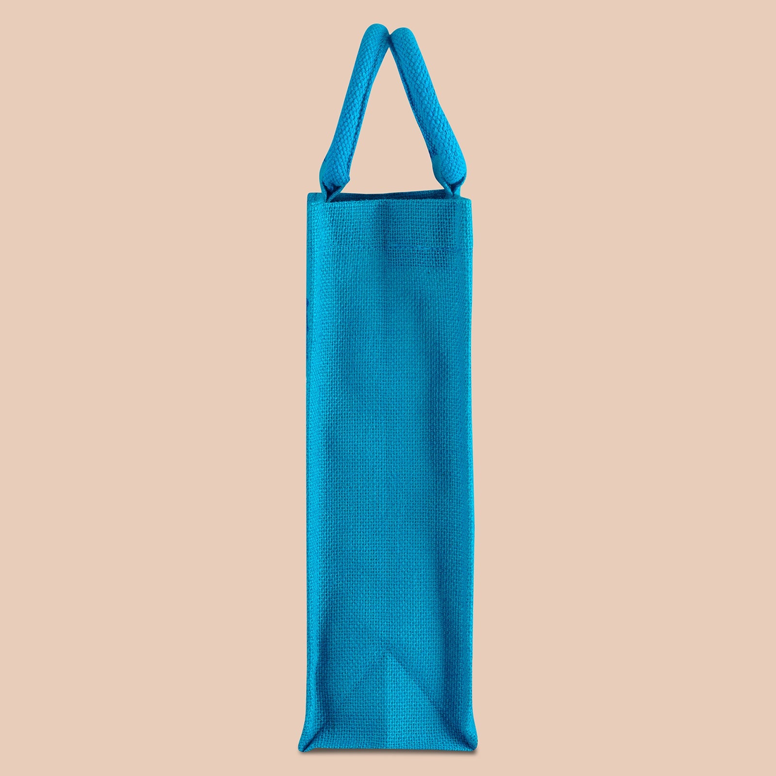 JUTE COTTAGE BOTTLE BAG WATER BEST FRIEND, SUSTAINABLE, ECO-FRIENDLY, 100% GENUINE JUTE, STYLISH (TURQUOISE BLUE 14X5X4.5