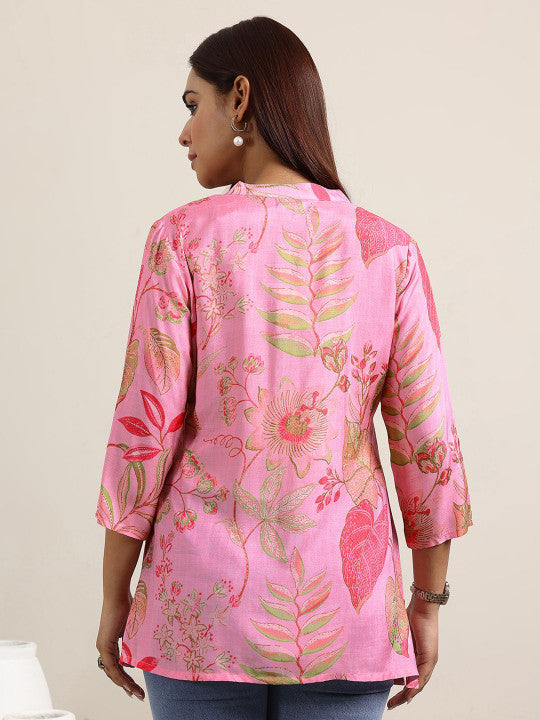 Libas Tropical Printed Mandarin Collar Printed Tunic