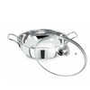 Pristine Stainless Steel Induction Bottom Compatible Sandwich Base Pan with Knob Glass Lid