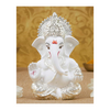 Gold Art India Silver plated White Ganesha for Car Dashboard Home Decor Gifting