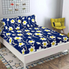 Starnstyle Polycotton 220 TC Floral Printed King Size Double Bedsheet with 2 Pillow Covers Yellow Blue