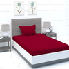 Purav Light Microfiber Flat Single Bed Bedsheet Plain Striped Cotton Bedsheet with 1 Pillow Cover for Queen Size Bed Supersoft 340 TC Breathable Maroon Color