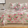 HomeKart Floral Printed Cotton Feel Double Bedsheet with 2 Pillow Covers 200 Tc Soft Premium Printed Bedsheet for Home Bedroom Green & Pink