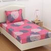 HomeKart Microfiber 160 TC Flat Single Bedsheets for Summer Breathable with 1 Pillow Covers Pink and Grey