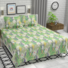 HomeKart Floral 180 Tc Ultra Super Soft Cotton Feel Microfiber Double Bedsheet with Two Pillow Covers for Your Bedroom Green