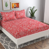 HomeKart Microfiber bedsheet for Double Bed with 2 Pillow Covers Breathable and Soft Touch 144 TC Pattren Floral Pink and White TC - 144 Floral Pink and White