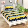 HomeKart Premium Microfiber 144 TC Flat Single Bedsheets Breathable with 1 Pillow Cover TC 144 Yellow and Blue