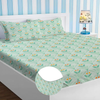 Homekart Premium Cotton Elastic Fitted Bedsheets with 2 King Size Pillow Covers Double Bed Flower Print Light Green Orange 200 tc - 220 tc