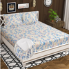 Homekart 220 TC Premium Cotton Elastic Fitted Bedsheets with 2 Pillow Covers Double Bed with Corner Elastic Floral Pattren White & Blue