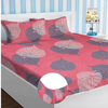 Homekart Premium Cotton Elastic Fitted Bedsheets with 2 King Size Pillow Covers Double Bed Floral Pattren Pink and Grey 200 tc - 220 tc