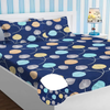 Homekart Premium Cotton Elastic Fitted Bedsheets with 2 King Size Pillow Covers Double Bed Flower Print Dark Blue 200 tc - 220 tc