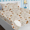 Homekart Premium Cotton Elastic Fitted Bedsheets with 2 King Size Pillow Covers Double Bed Flower Print Beige and Brown 200 tc - 220 tc