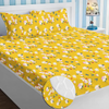 Homekart Premium Cotton Elastic Fitted Bedsheets with 2 King Size Pillow Covers Double Bed Flower Print Yellow and Green 200 tc - 220 tc