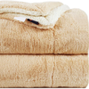 Homekart Faux Rabbit Fur with Sherpa Luxurious Soft Fluffy Cozy Fuzzy Warm Reversible Blanket for Single Size Bed Blanket Color Beige