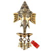 Uapan Brass Ganesha Wall Hanging Diya Decorative Wall Handing with Deepak Brass Bell for Diwali Temple Decor