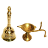 Uapan Brass Pooja Bell with Diya Round 4Inch, Diya_1.7Inch