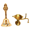 Uapan Brass Pooja Bell with Diya Nagpari 4Inch, Diya_1.7Inch