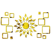 Bikri Kendra Ind Sun with 12 Square Golden Mirror Stickers for Wall Decor Sticker Mirror