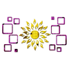 Bikri Kendra Ind Sun Golden with 12 Square Purple Mirror Stickers for Wall Decor Sticker Wall Mirror