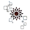 Bikri Kendra Sun Brown with 2set Square Silver Mirror Sticker for Wall 3D Wall Sticker