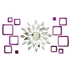 Bikri Kendra Ind Sun Silver with 12 Square Purple Mirror Stickers for Wall Decor Stickers Acrylic